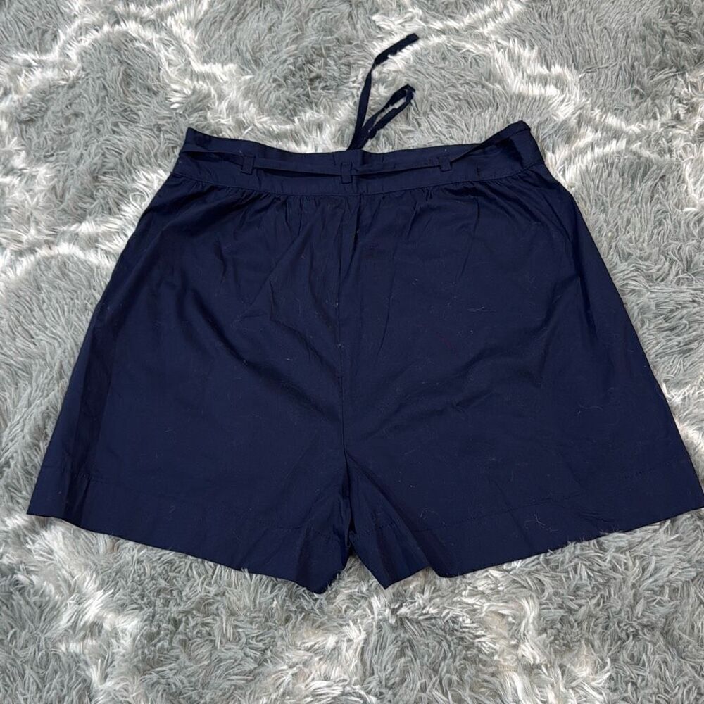 NWOT Jason Wu Women’s High-Waisted Navy Cotton Shorts With Tie-Waist Belt in Siz - Picture 6 of 9